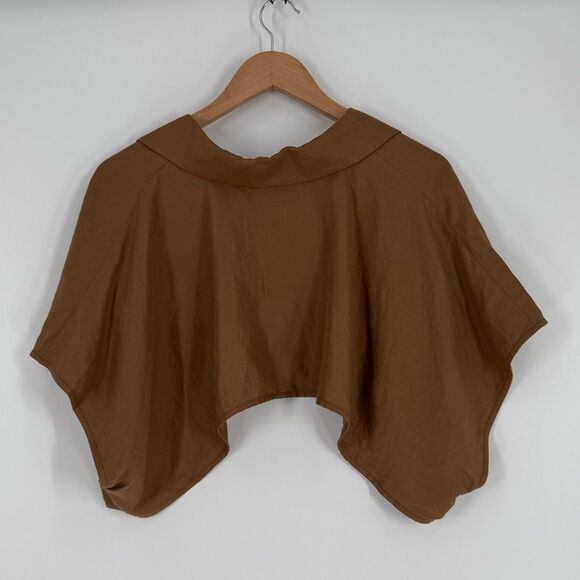 Gentlewoman Brown Cropped Cape Blazer Shrug Top – Made in Korea | One Size - Picture 2 of 8